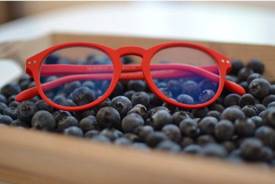 lunettes rouge BlueBerry sur myrtilles